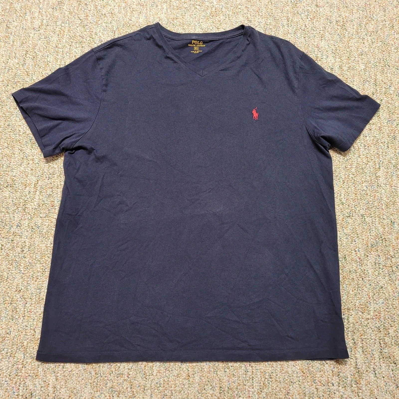 Polo Ralph Lauren Shirt Mens XL Blue Classic V Neck Short Sleeve Casual Pony Tee