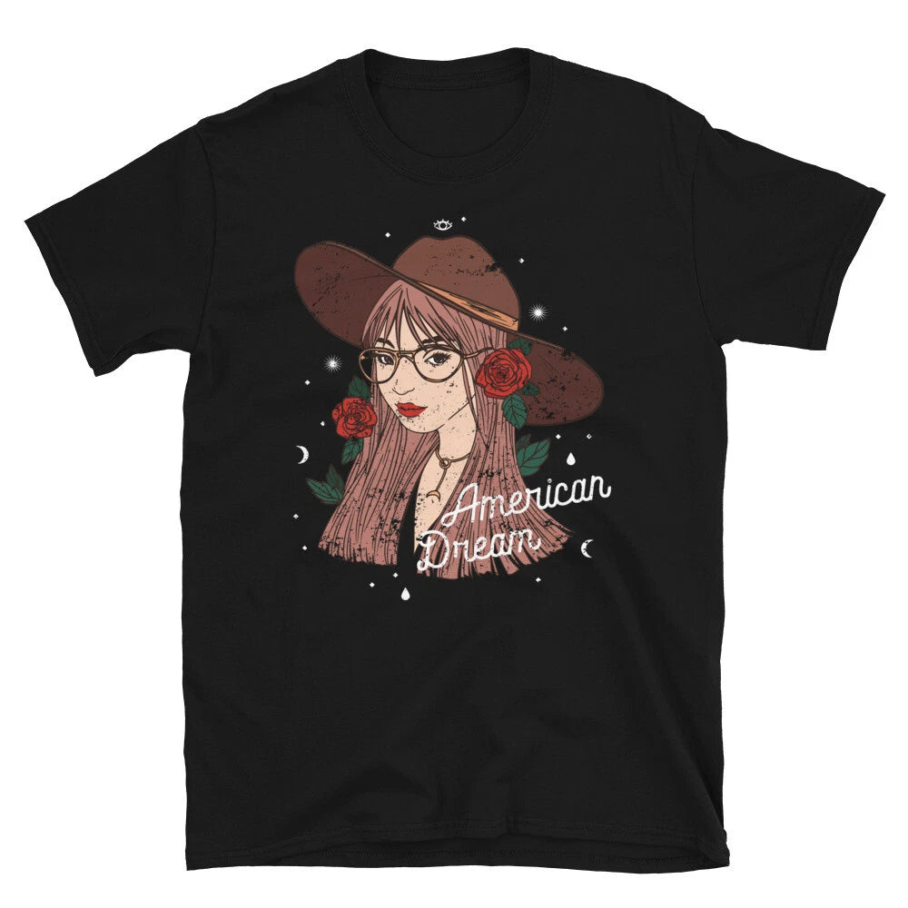 Hipster Girl American Classic Trendy Design Casual T-Shirt