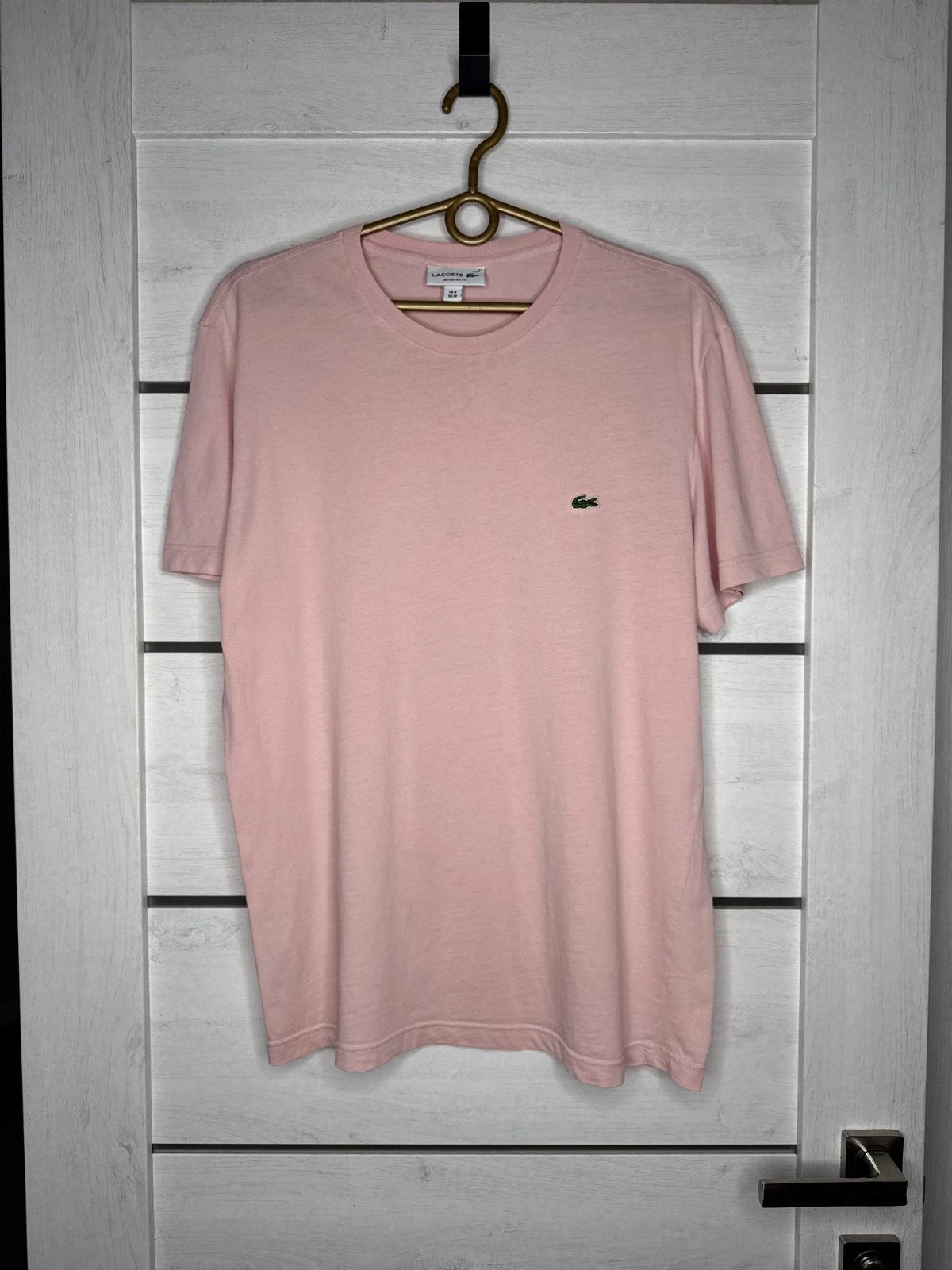 Lacoste Regular Fit T-Shirt Light Pink Men's Siz e FR 4 / US M Cotton Tee Y2K