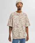 MODE OF ONE Oversized-Fit Graphic Jersey T-Shirt Men's Large Dark Ecru Abstract