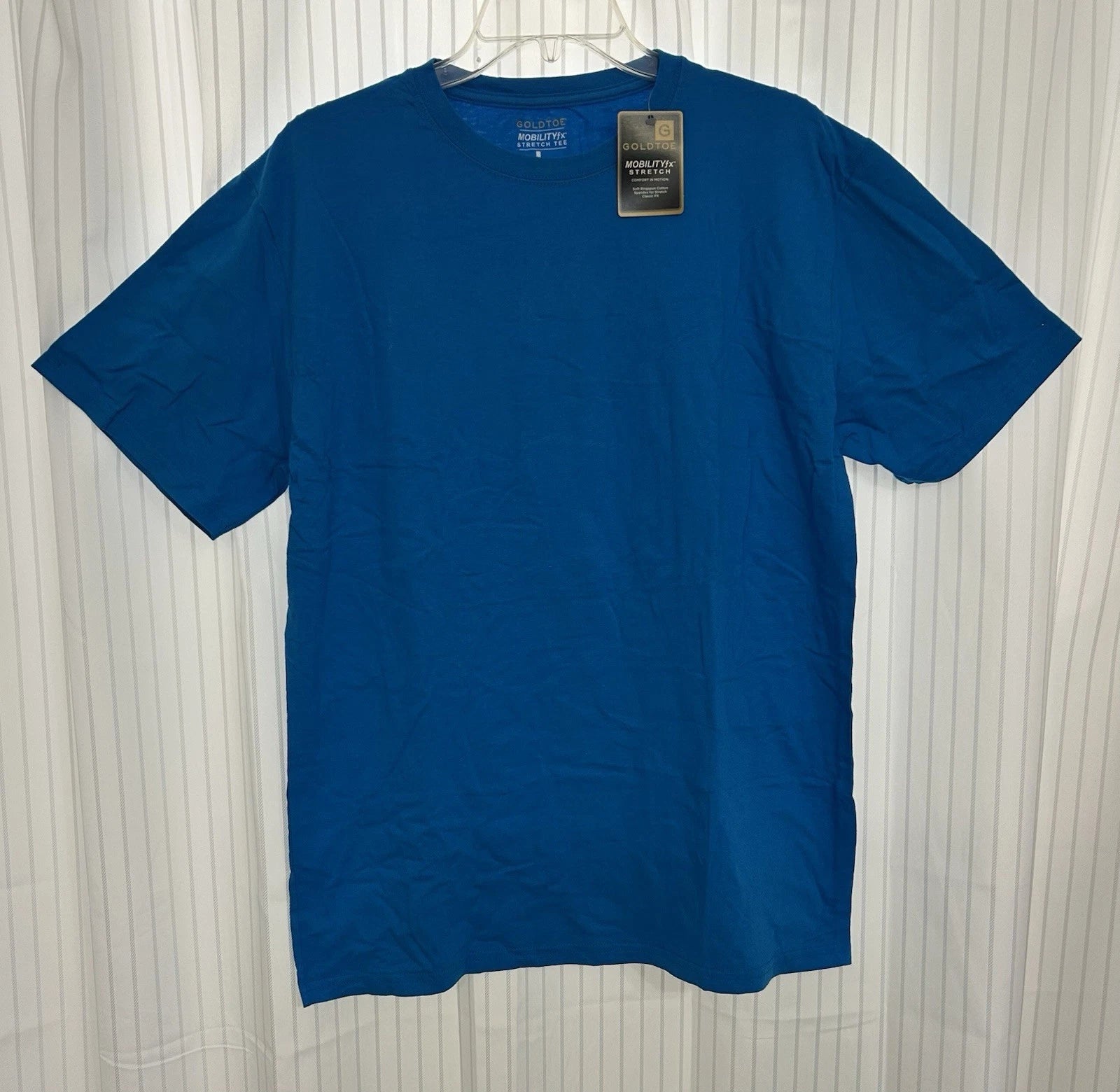 GoldToe Mens Mobility FX Stretch Short Sleeve Cotton T Shirt Size L -NWT Lt.Blue