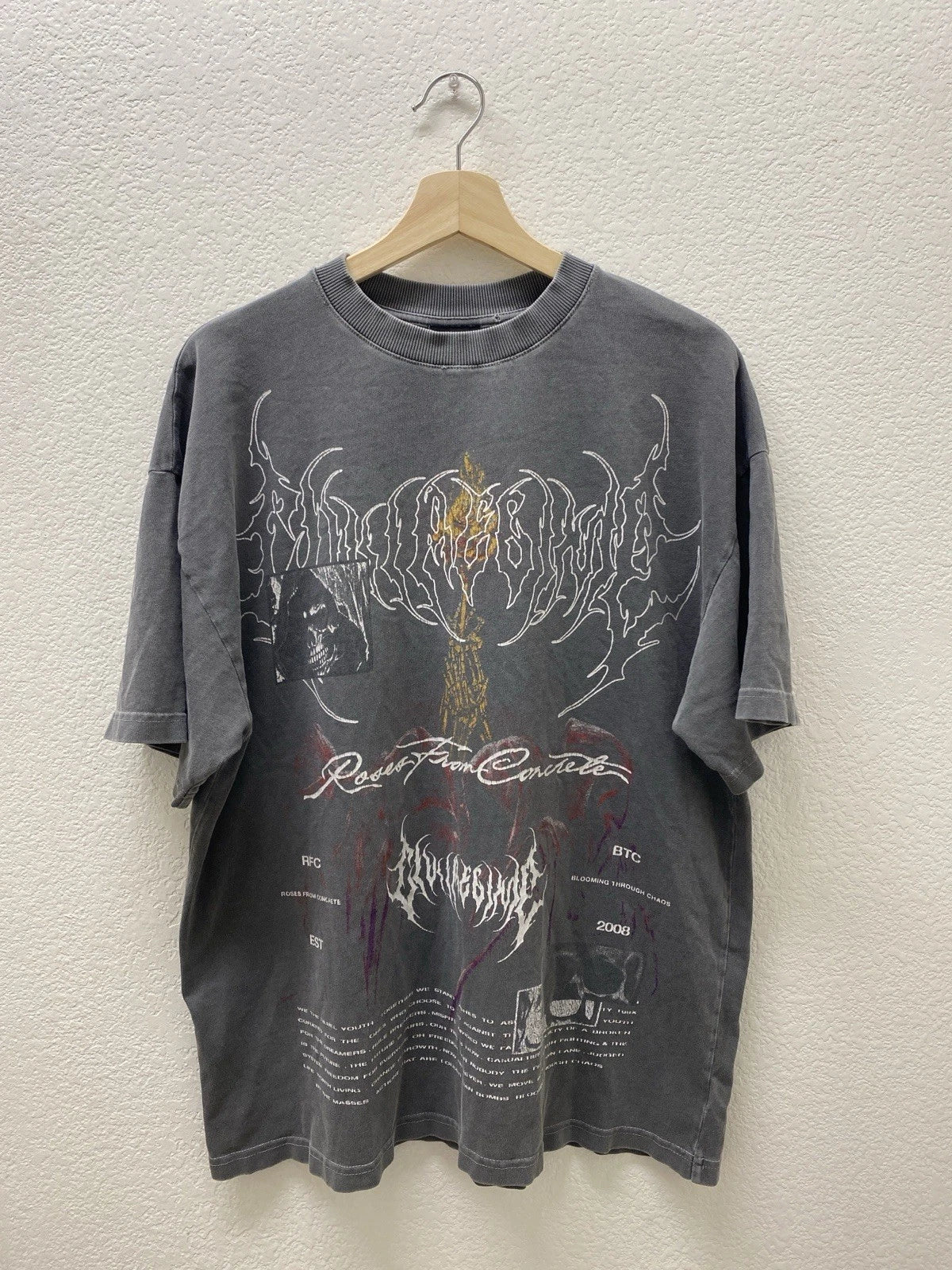 Civil Regime Men's Skull Rose Graphic Cotton Crew Neck T-Shirt Black M