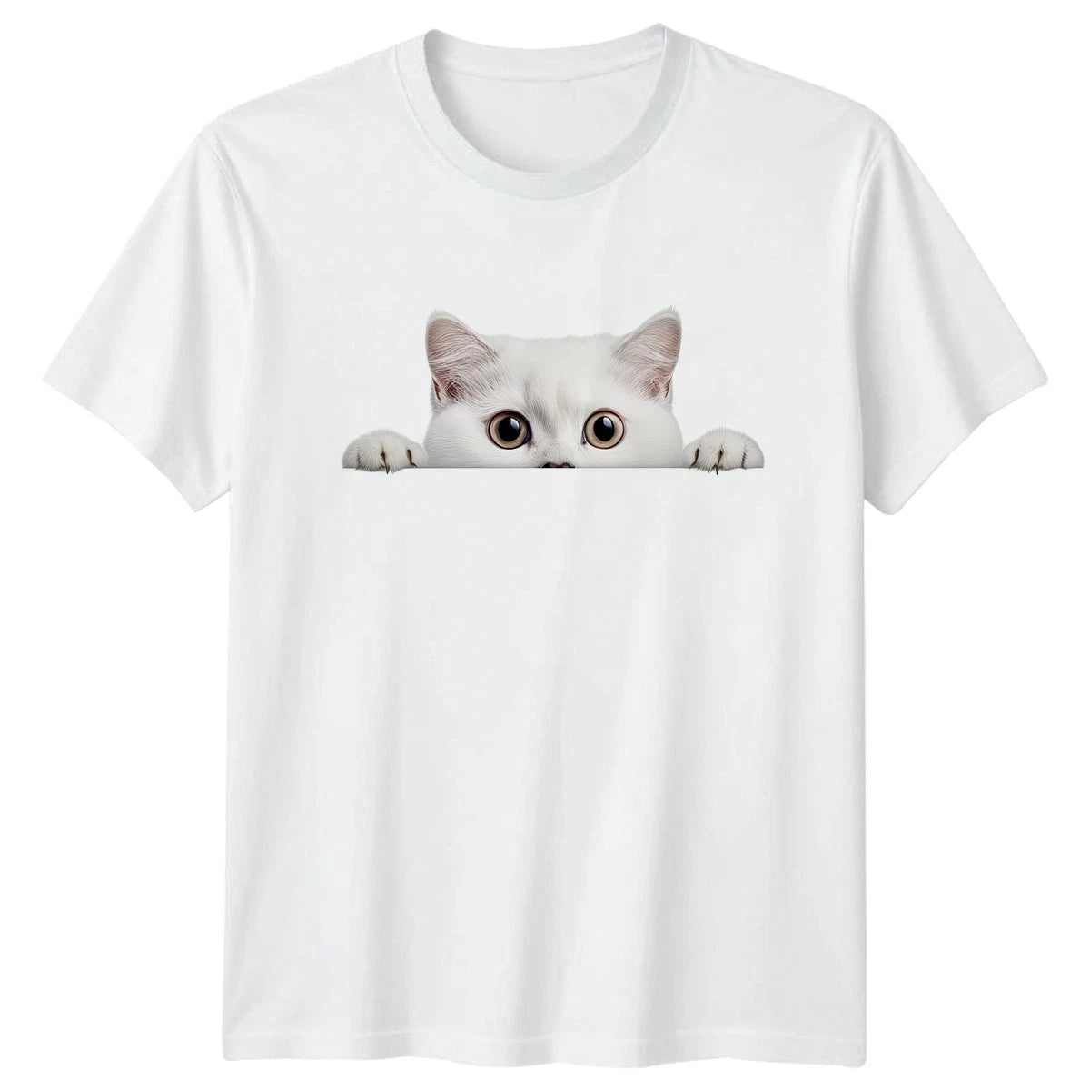 Peeking White Cat T-Shirt Pet Lovers Cats Christmas Gift For Him And Her