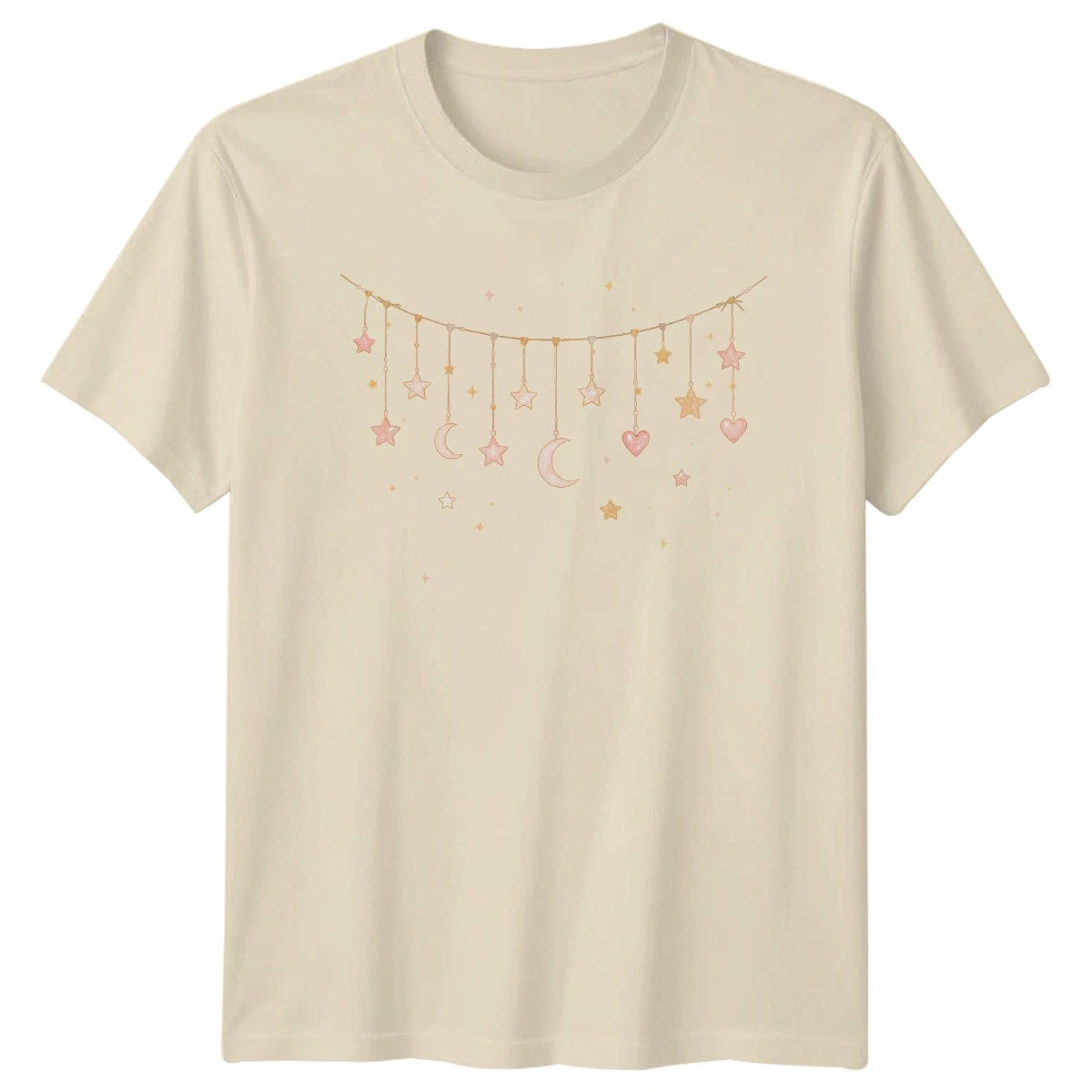 Moon Stars Hearts Kawaii T-Shirt Celestial Decor Gift For Him And Her