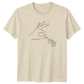 Minimalist Line Art Hand Holding Olive T-Shirt Botanical Nature