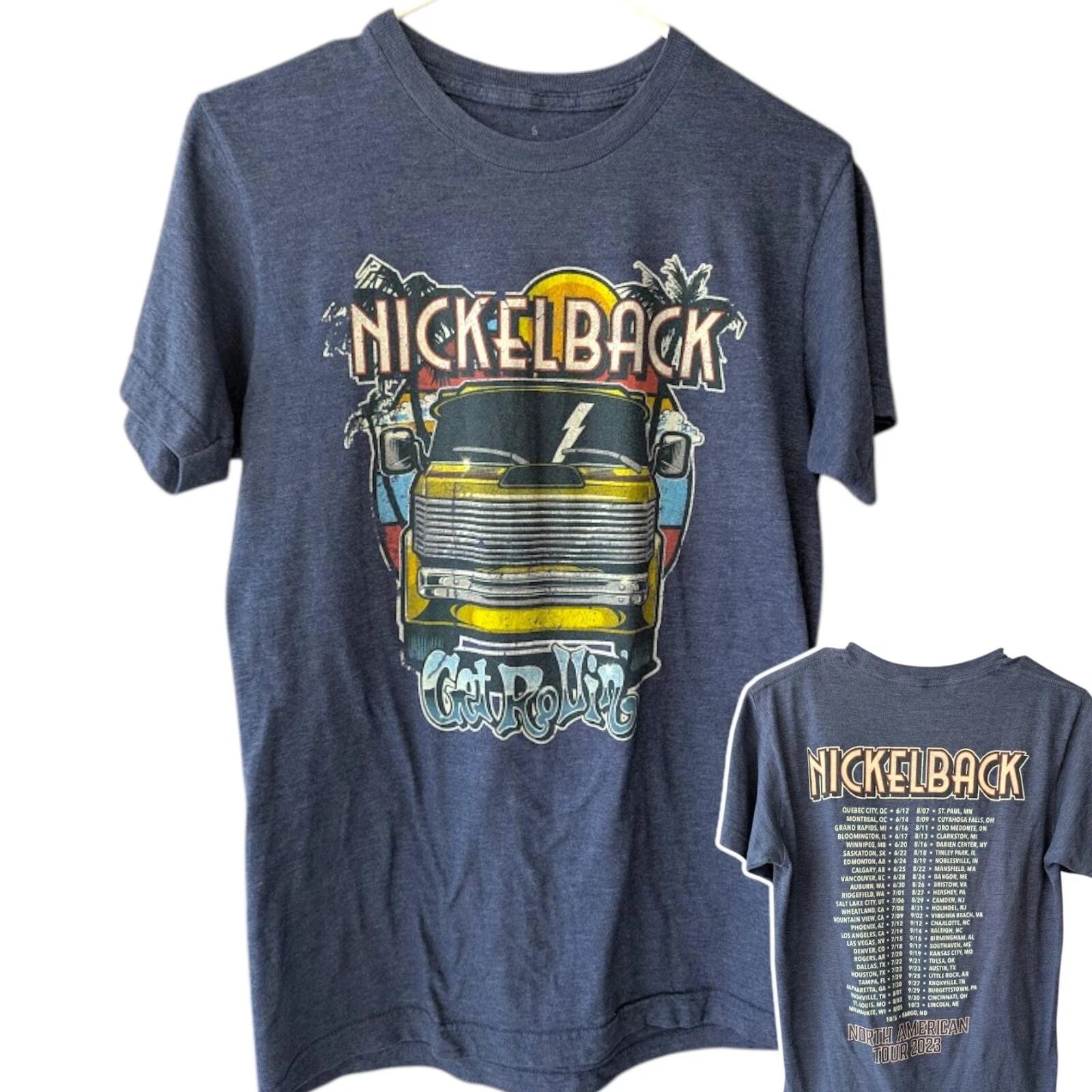 Nickelback Shirt Small S Blue Tour 2023 Concert Band Graphic Tee Rock Grunge Alt
