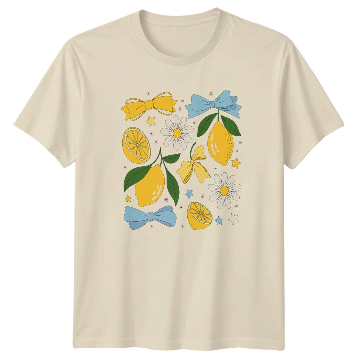 Sweet Citrus Lemon And Daisy Womens T-Shirt Cottagecore Aesthetic Floral