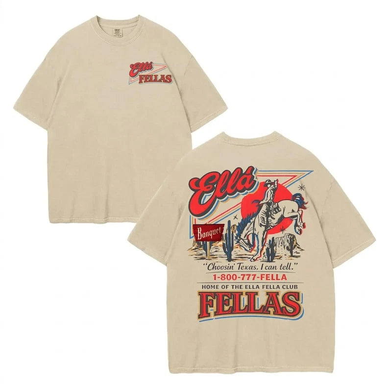 Ella's Fellas Club Shirt, Vintage Western Concert Graphic Tee, Ella Fella Club C