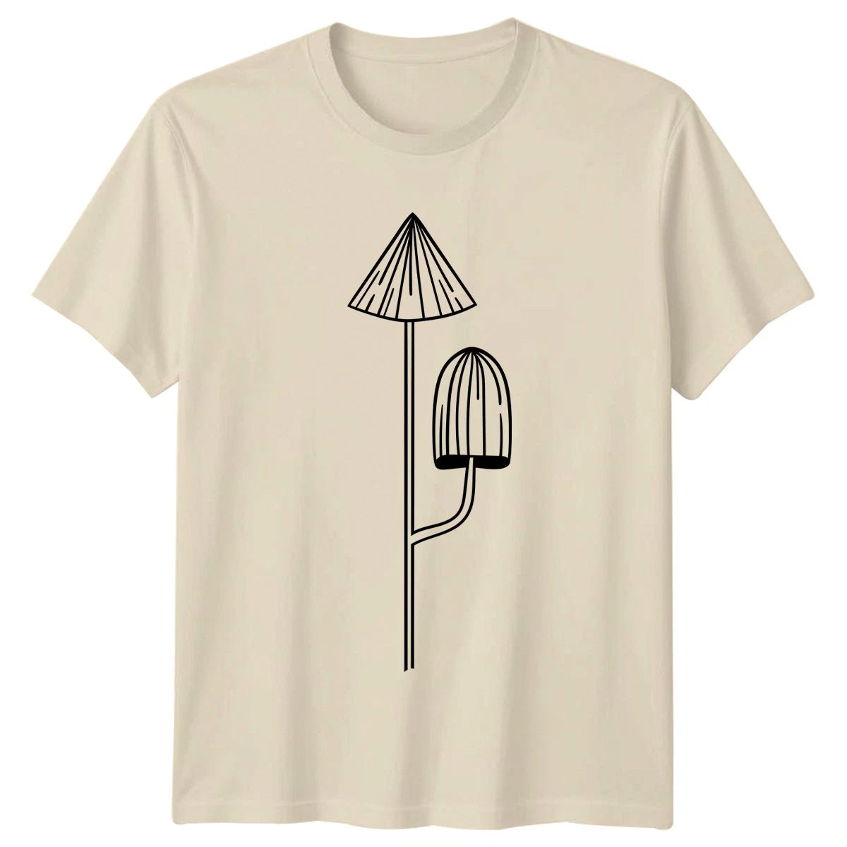 Abstract Minimalist Mushroom Fungi Botanical T-Shirt Mycology Art Nature