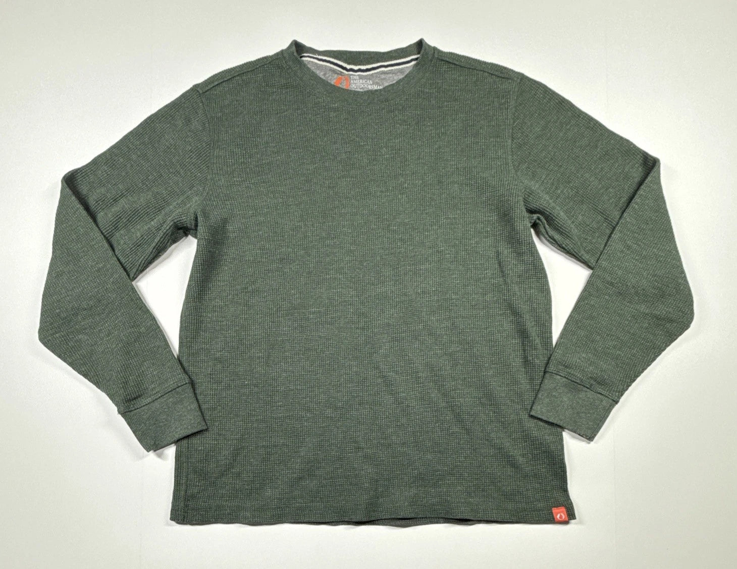 The American Outdoorsman Waffle Knit Shirt Men's Size Medium Green Long Sleeve