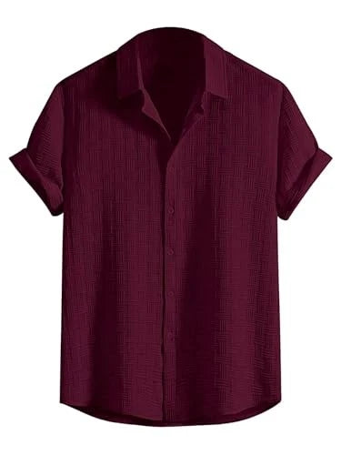 Leriya Fashion Men's Solid Regular Fit Shirt (LF-MS-6246_Maroon