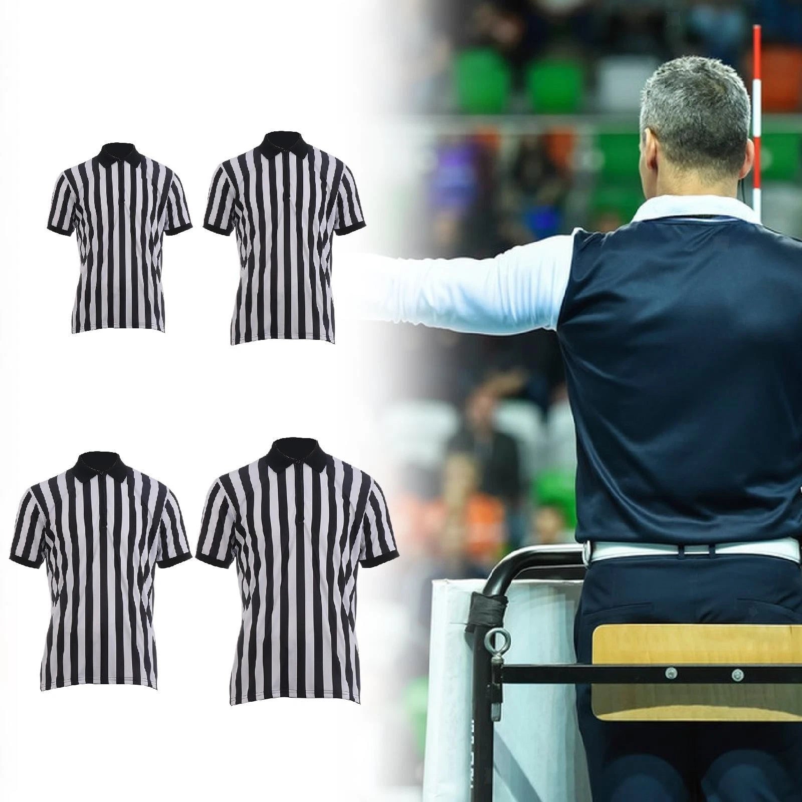 Mens Striped Referee Shirt Stylish T Shirt for Travel Football Volleyball Hiking