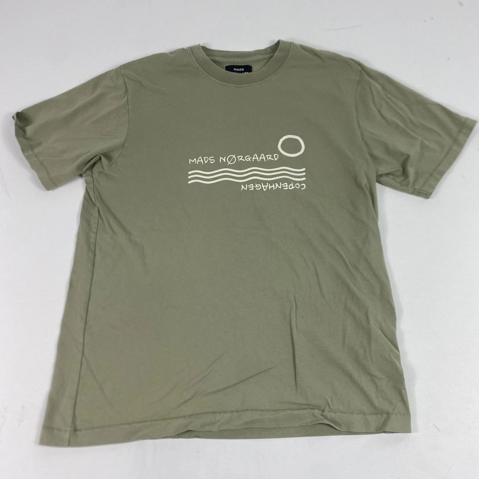 Mads Norgaard Shirt Mens Large Green Copenhagen Graphic Tee Two Tee 201407