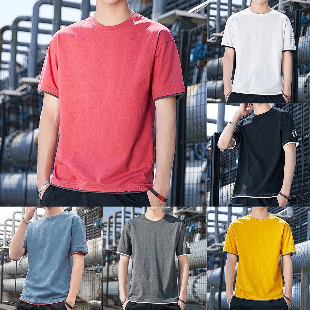 Men's Two-piece Tee Fake Layered Top Daily Wear Casual Outings Regular Length