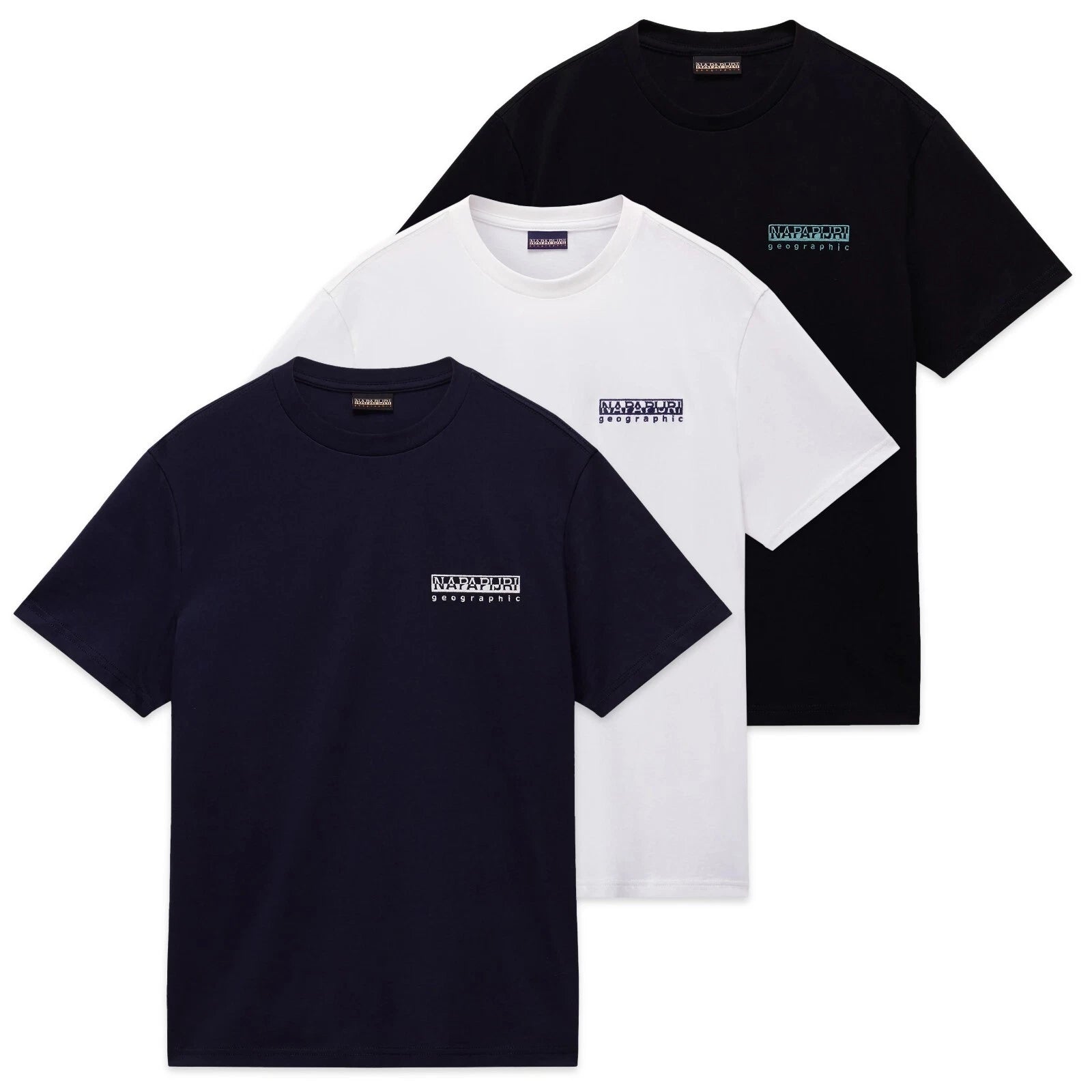 Napapijri Men's T-Shirt - Napapijri S-Vignoni Tee - Black, White, Navy - NP0A4LX