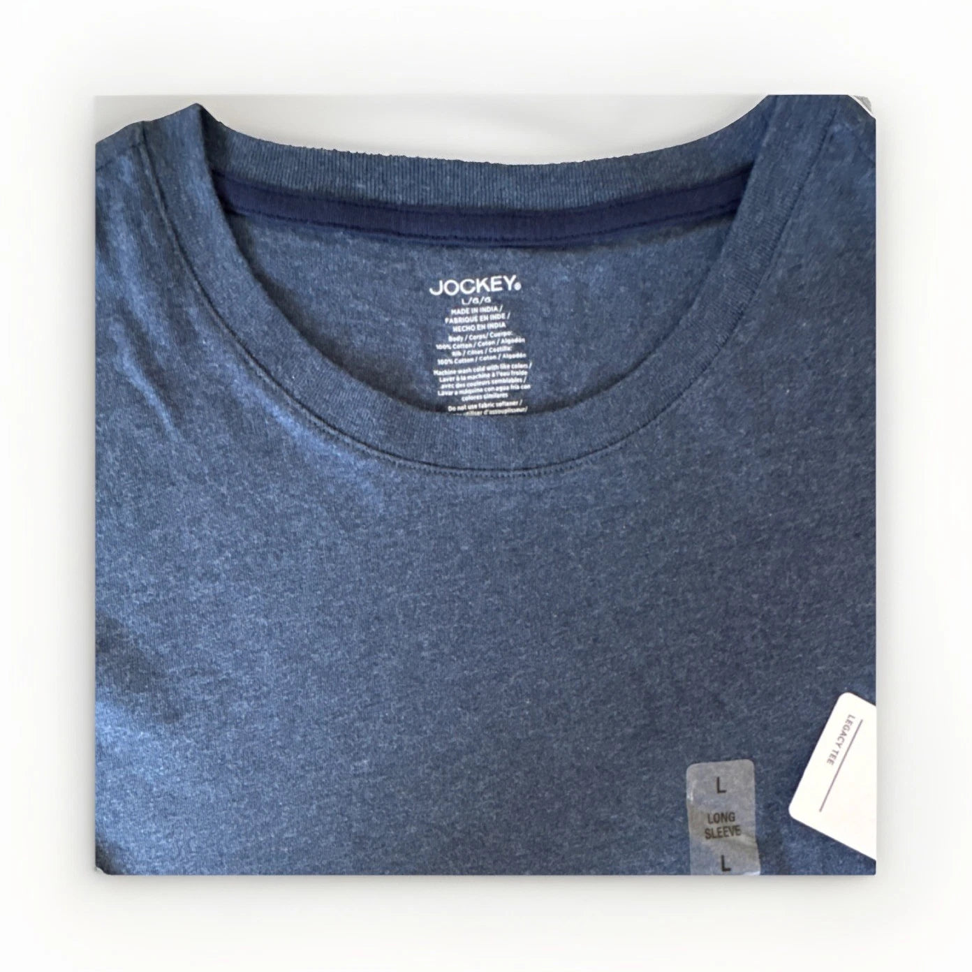 Jockey Legacy Tee Men's Long Sleeve Blue Cotton Knit T-Shirt Size L