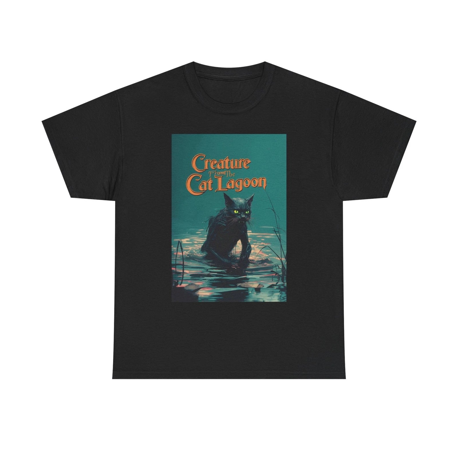 Creature Cat Lagoon Tee, Unisex Graphic T-Shirt, Horror Aesthetic Parody Apparel