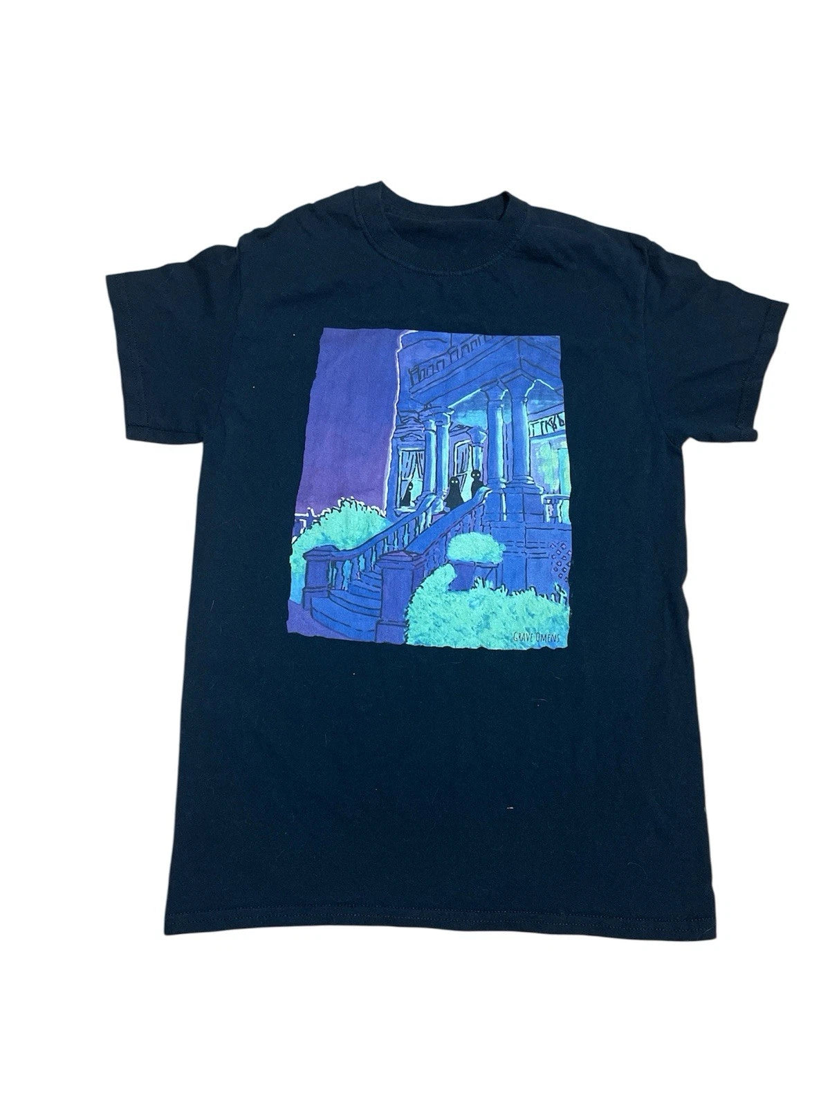 Trendy Grave Omens Graphic Black T Shirt SMALL