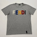 Authentic Fendi Gray Sherpa Logo T-Shirt 3XL FY0636 T3J Made in Italy Designer