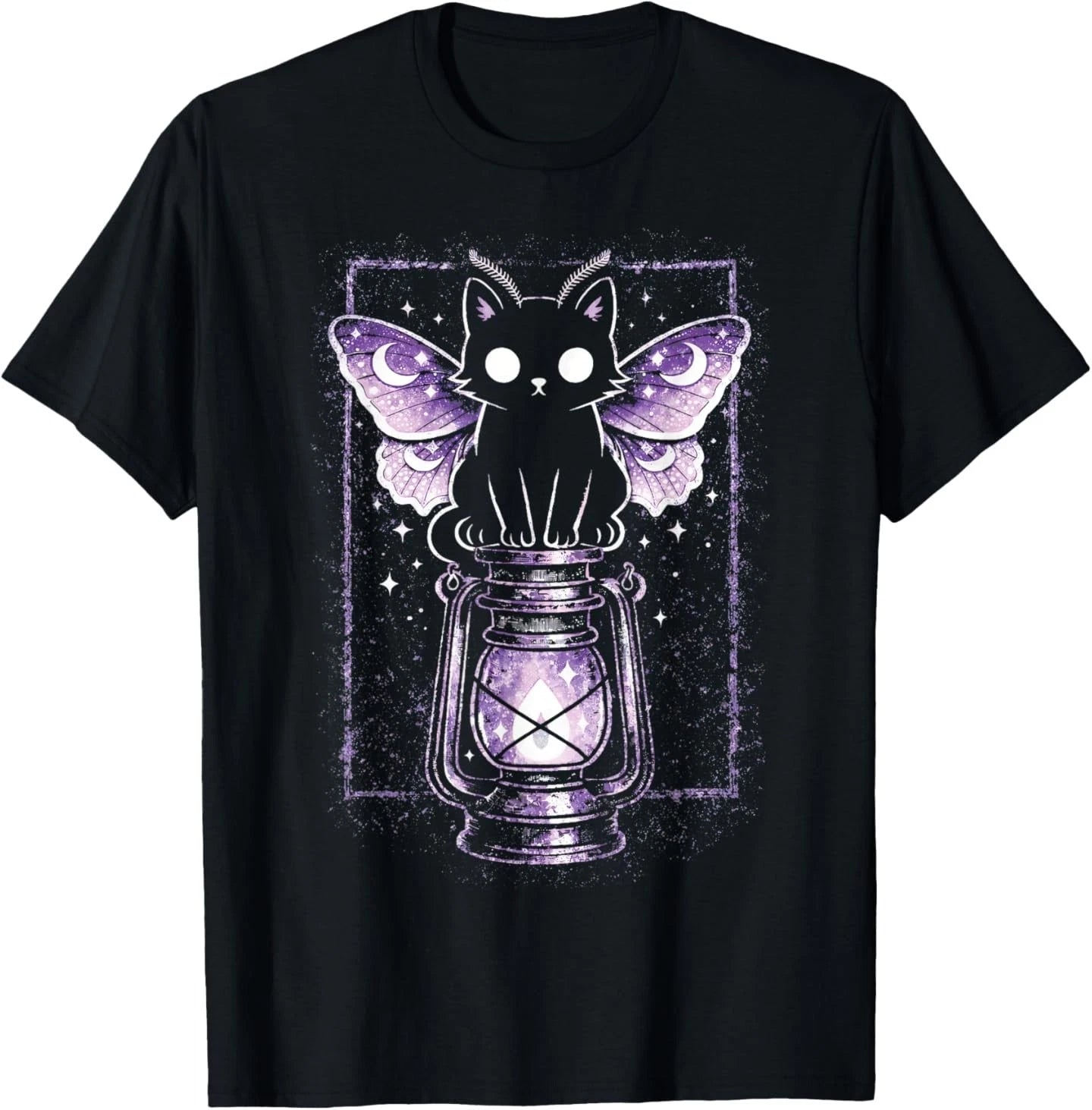 Cat Kitty Lunar Moth Purple Kawaii Pastel Goth Alt Aesthetic T-Shirt