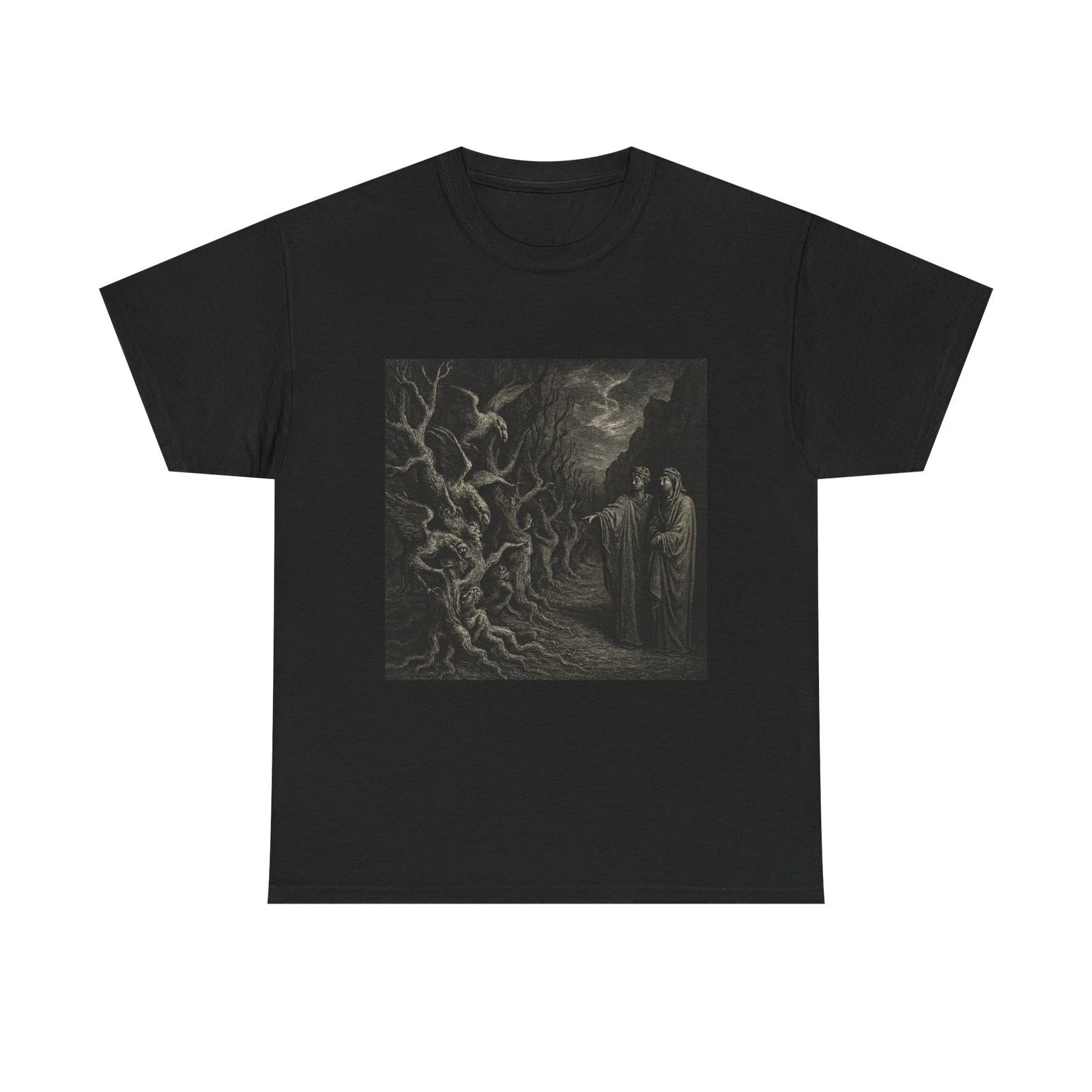Gothic Graveyard Illustration Tee | Dark Vintage Art