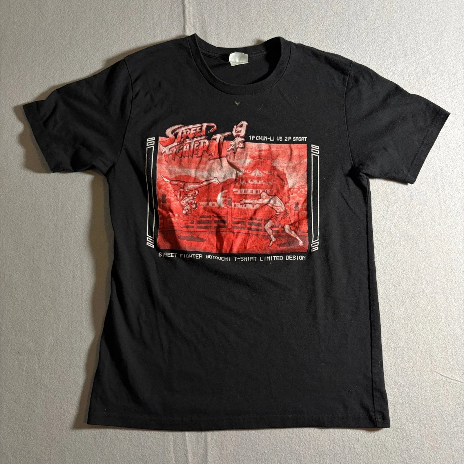 Street Fighter II Gotouchi Limited Design T-Shirt Black Mens Large Chun-Li Sagat