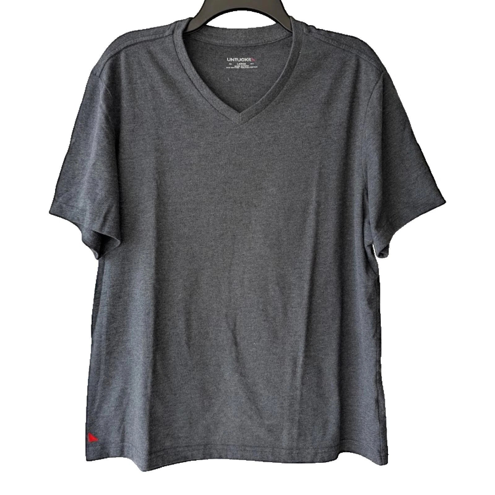 UNTUCKit Bussola V-Neck Shirt Large Dark Gray Ultrasoft Cotton Blend Spring 2021