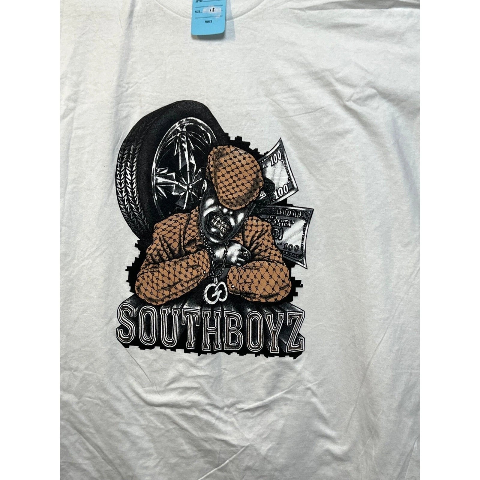 Hanes Heavyweight Southboyz Graphic T-Shirt Mens XL White Urban Streetwear Y2K