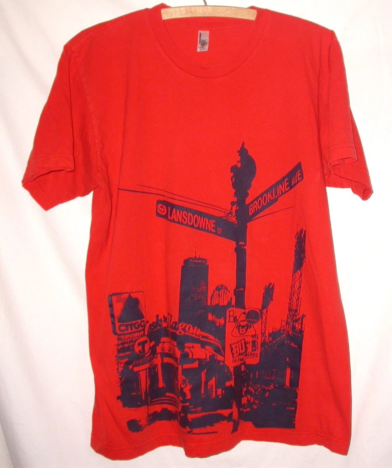 Vintage T-Shirt Boston Kenmore Square Orange REP YOUR HOOD Mens L Street Style