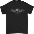 A Tribal Skull With Wings Gothic Goth Rock Music Mens T-Shirt 100% Cotton