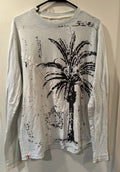 Report Collection Men’s Long Sleeve T-shirt Graphic Print Distressed Look Size L