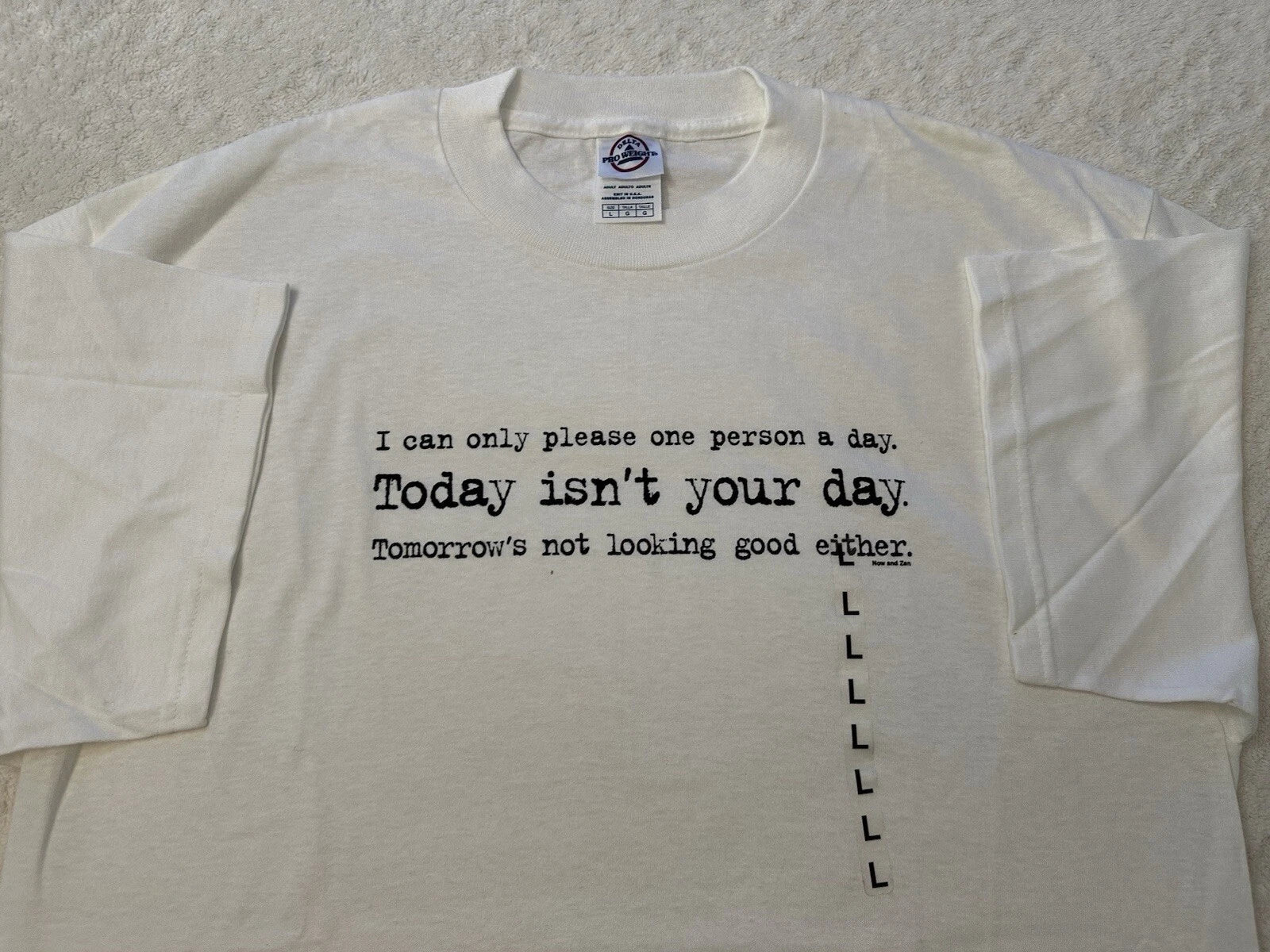 Vintage 1990s 2000s Today Isn't Your Day Humor Comedy Satire Quote T-Shirt L NEW