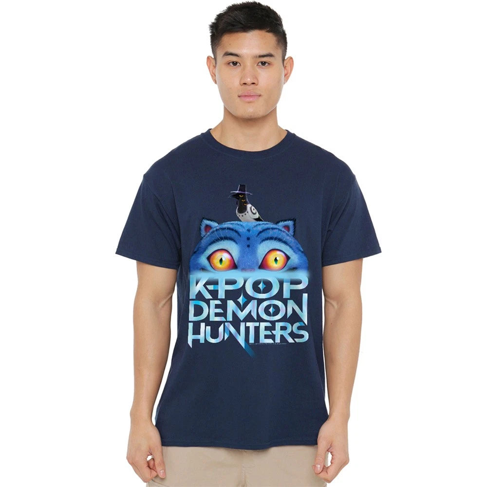 Kpop Demon Hunters Derpy Tiger Sinking Logo Unisex T-Shirt S-5XL, Navy