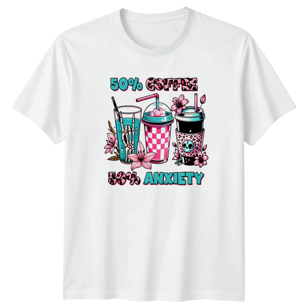 50% Coffee 50% Anxiety T-Shirt Pastel Goth Aesthetic Coffee Anxiety Birthday