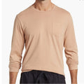 Abound Tan Long Sleeved Crew Neck Pocket Tee Minimalist Neutral Basic Size XL
