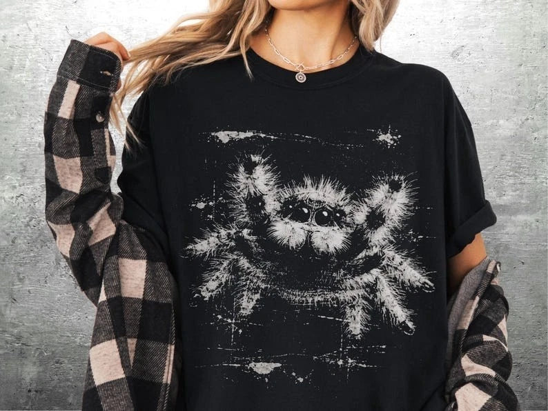 Cute Fuzzy Spider Gothic Aesthetic T shirt