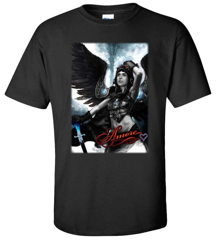 Amore Fantasy Angel T-Shirt Aesthetic Graphic Tee Cotton Ironic Romance