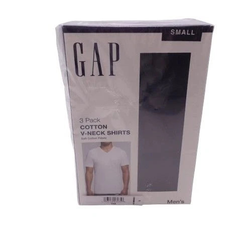 NIB GAP Men's 3-Pk. Cotton V-Neck Shirts Black Size S Short Sleeve Soft