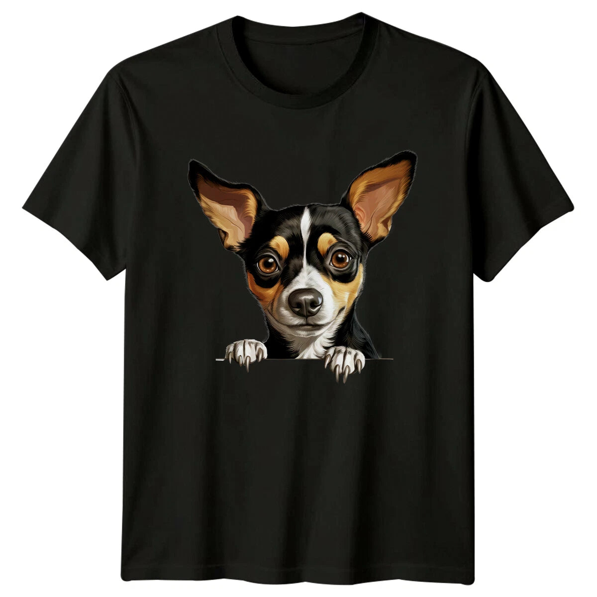 Rat Terrier Dog Peek-A-Boo Portrait Cute Pet Lovers T-Shirt