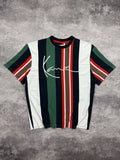 Karl Kani Embroidered Big Logo Striped T-Shirt Rap Tee Y2K Multicolor Men Size M
