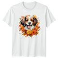 Cute Watercolor Fall Dog T-Shirt Autumn Floral Dog Lovers Gift For Him And Her