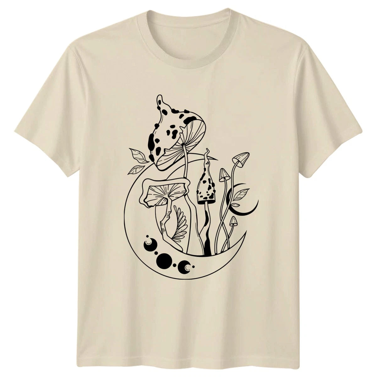 Mystical Mushroom Moon Phase Design T-Shirt Mystical Fungi Nature Art Birthday