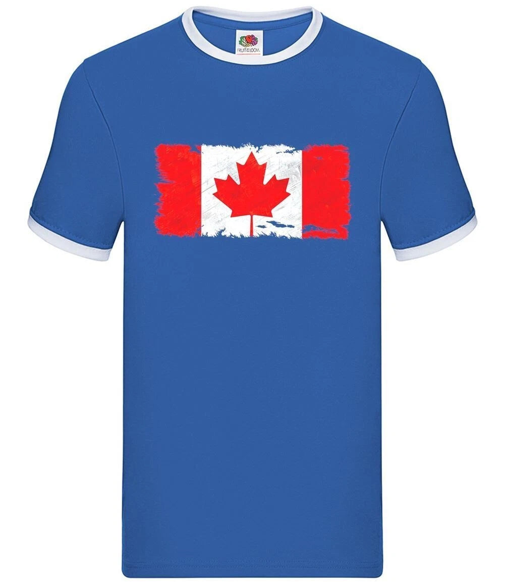 Canada Grunge Style Flag - Mens Ringer - Canadian Country Flags Ottawa Love