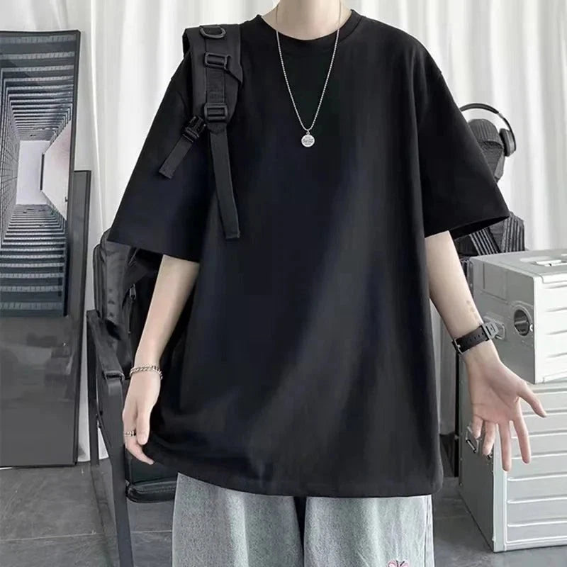 Half Sleeved Men New Round Neck Trendy Korean Loose Wear Resistant T