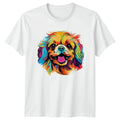 Colorful Dog Face T-Shirt Small Breed Dog Portrait Pet Lover
