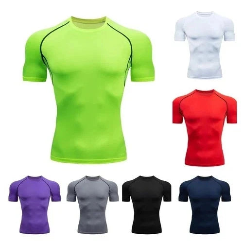 Mens Compression T-Shirt Short Sleeve Fitness Running Gym Training Sports Shirt