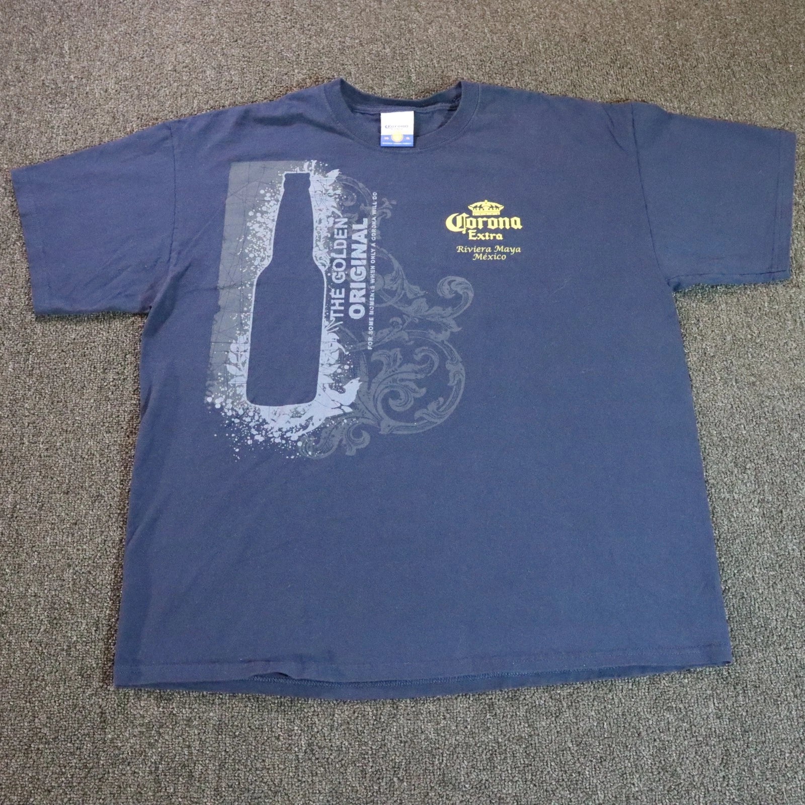 Corona Extra Mens XL Blue T Shirt Promotion Y2k Vintage Tribal Grunge