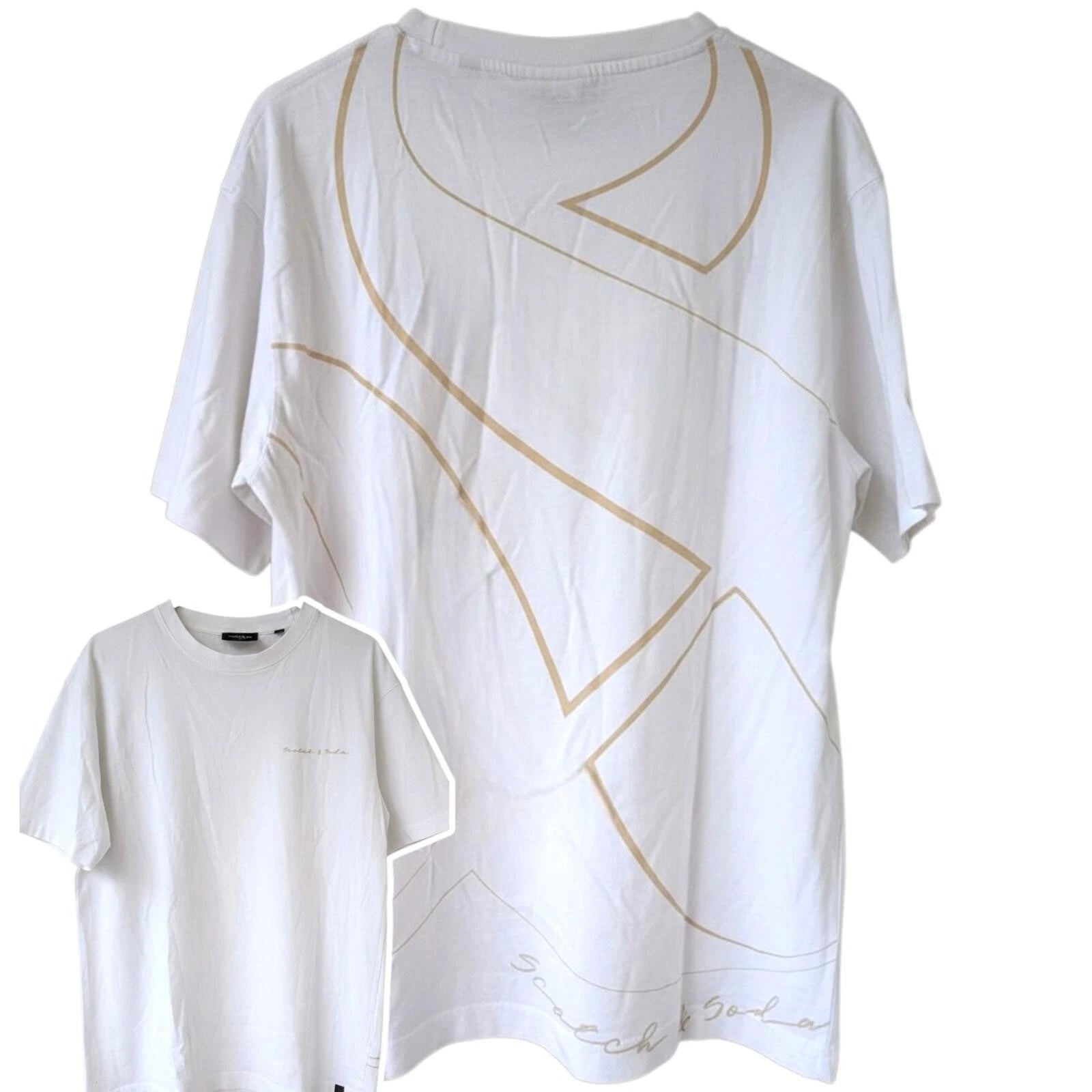 Scotch & Soda Shirt Medium White Amsterdam Graphic Mens T-Shirt 21x27 Streetwear