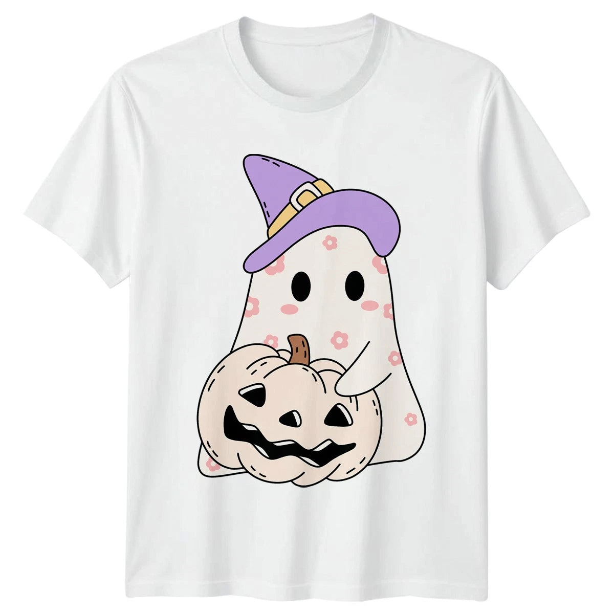 Cute Ghost Pumpkin T-Shirt Kawaii Halloween Gift For Him And Her
