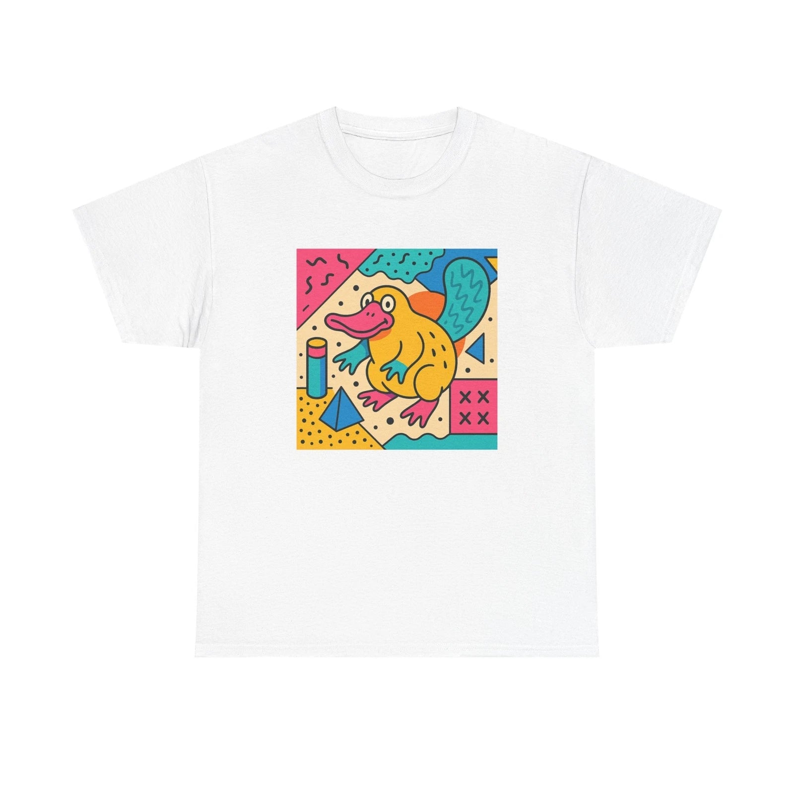 Unisex Adult T Shirt Vintage 90s Style Platypus Whacky Post Modernism Retro NEW